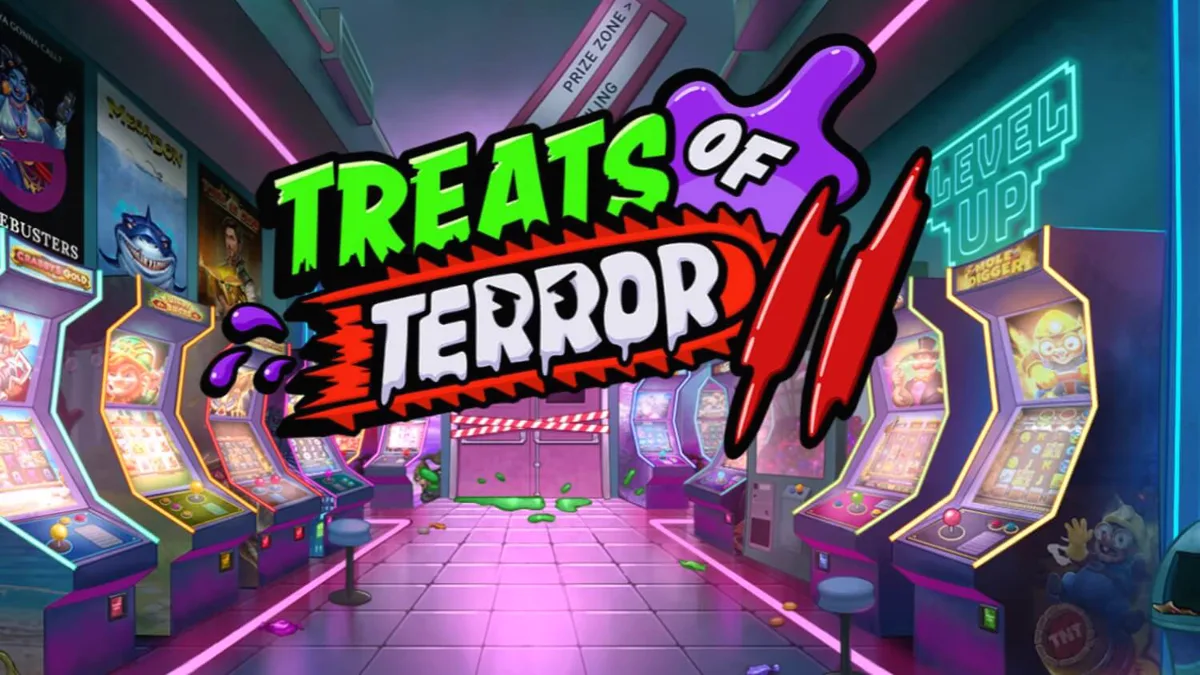 Tampilan visual neon penuh warna dari slot Treats of Terror 2