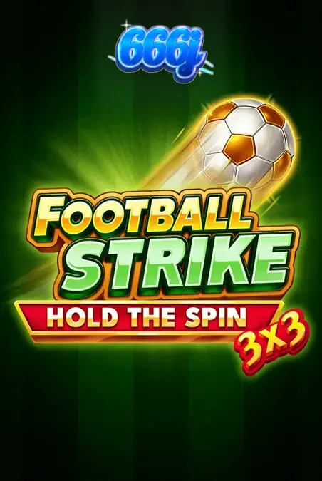 Tampilan visual slot 3x3 Football Strike dengan elemen sepak bola dan koin emas.